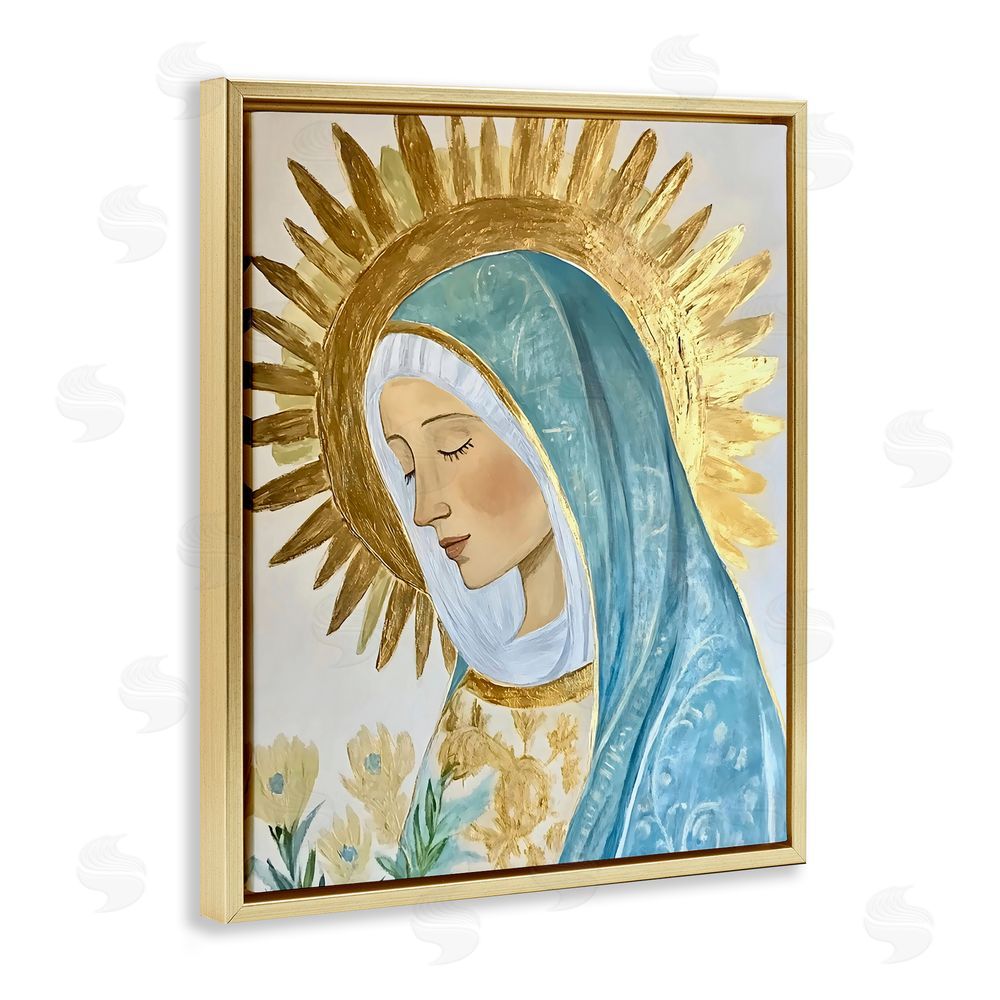 Franklyn Gregory Holy Mary In Gold Gold Floating Frame Canvas Wall Art Print
