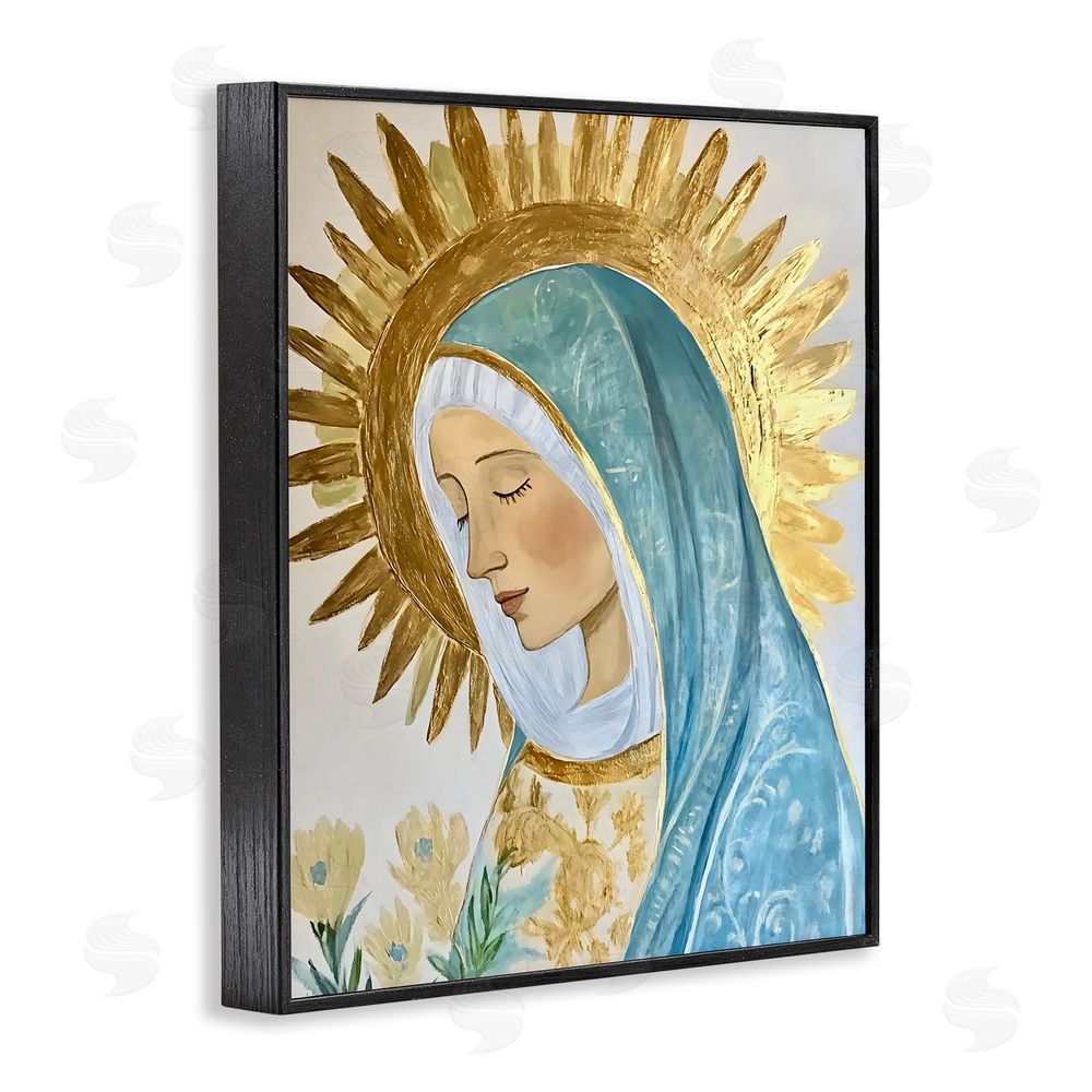 Franklyn Gregory Holy Mary In Gold Black Framed Giclee Print Wall Art