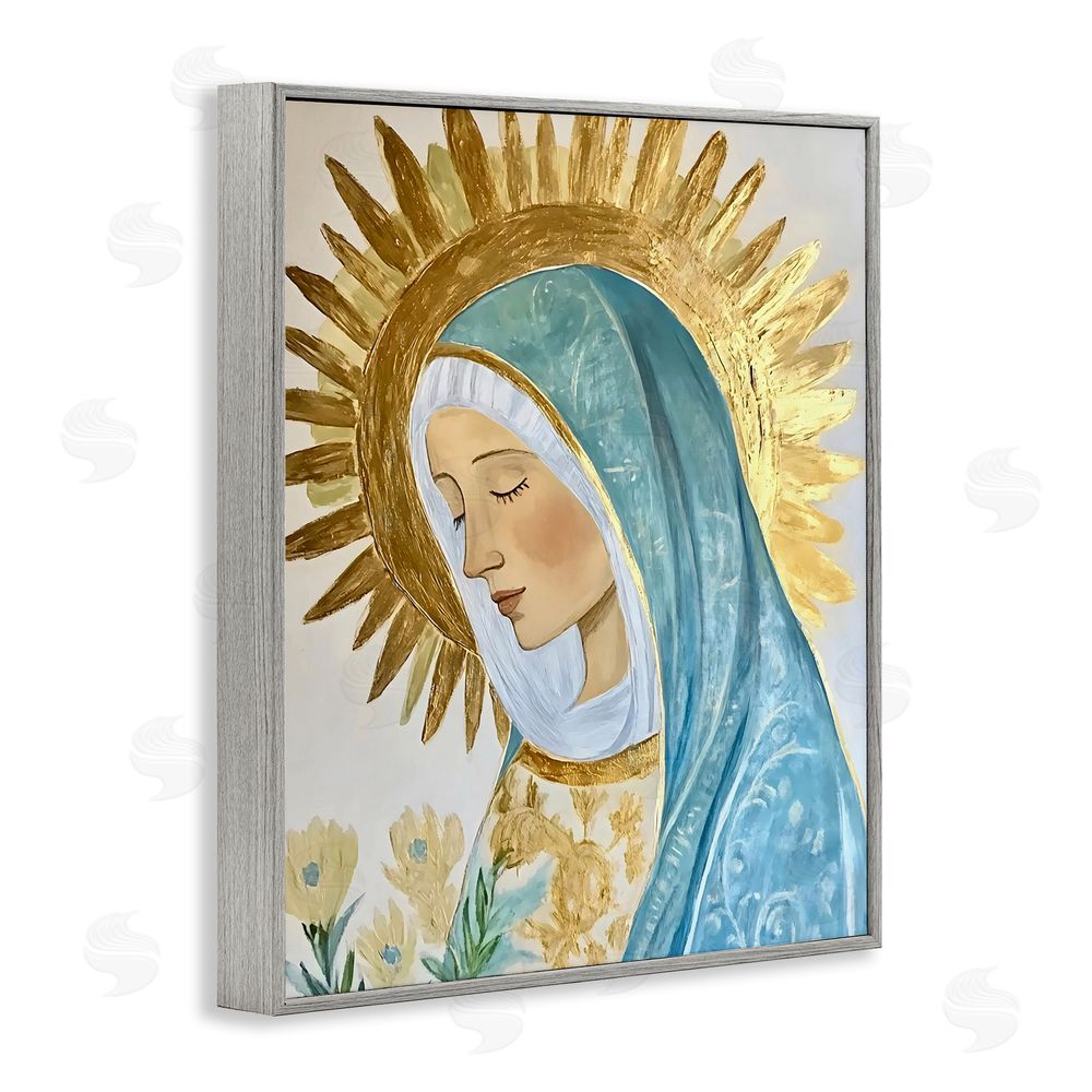 Franklyn Gregory Holy Mary In Gold Gray Framed Giclee Print Wall Art