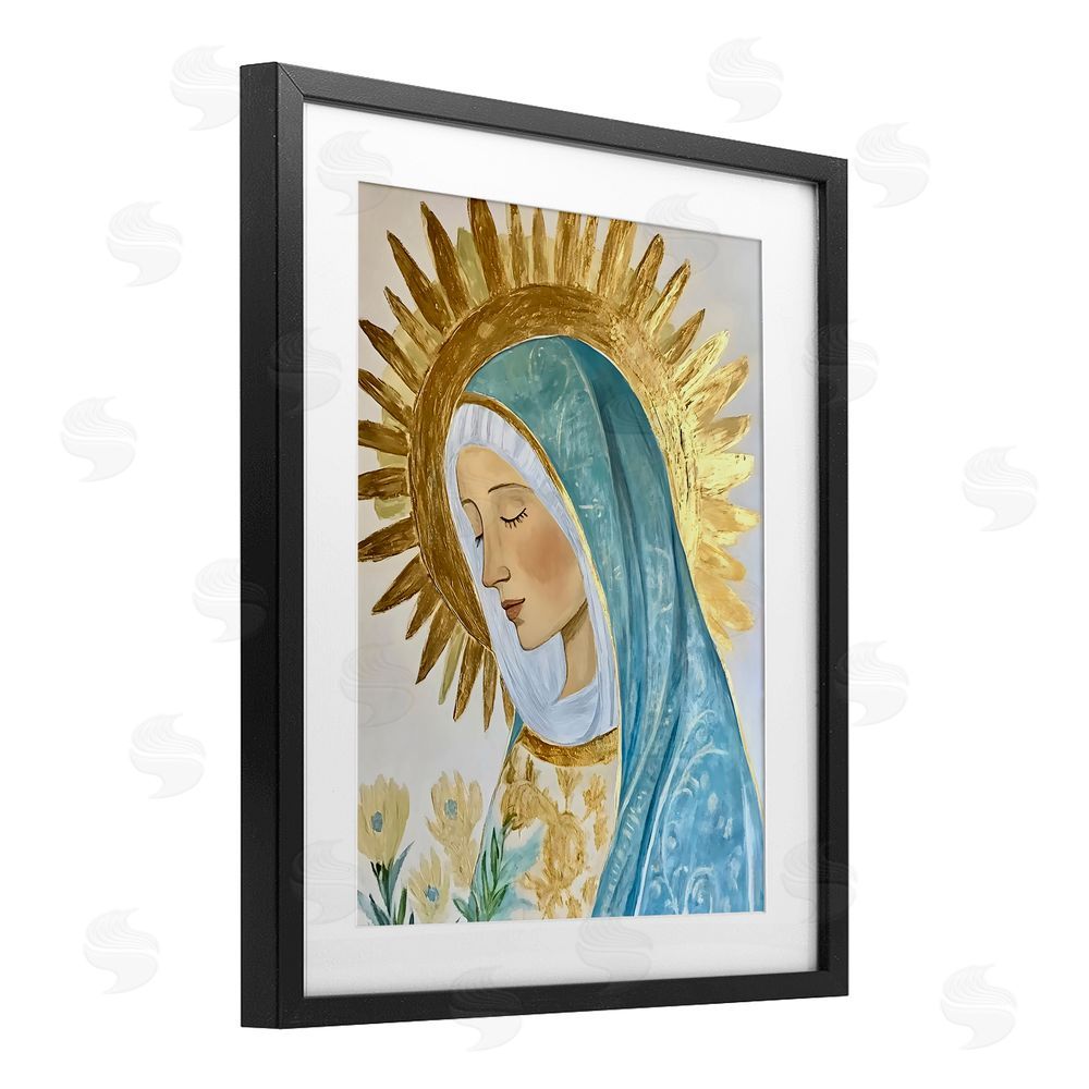 Franklyn Gregory Holy Mary In Gold Black Framed Print Under Glass Wall Art