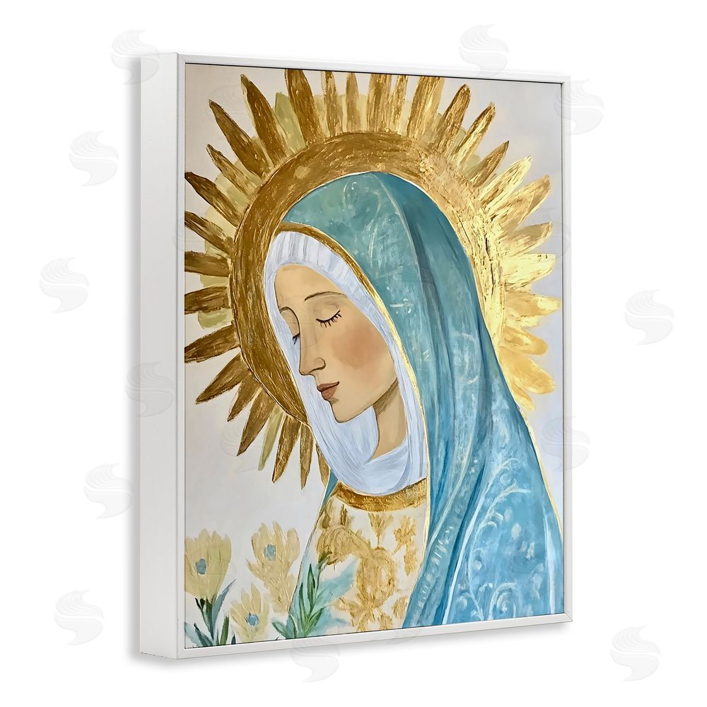 Franklyn Gregory Holy Mary In Gold White Framed Giclee Print Wall Art