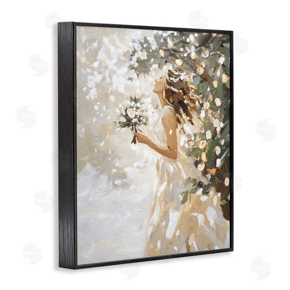 LSR Design Studio Soft White Snow Flurry Black Framed Giclee Print Wall Art