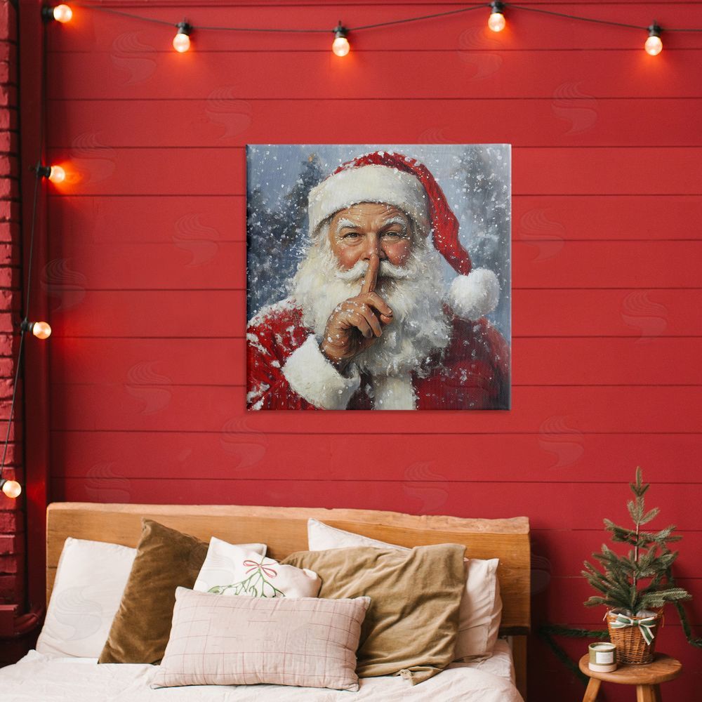 Petal Prints Design Secret Santa Shh Stretched Canvas Wall Art Print in Room