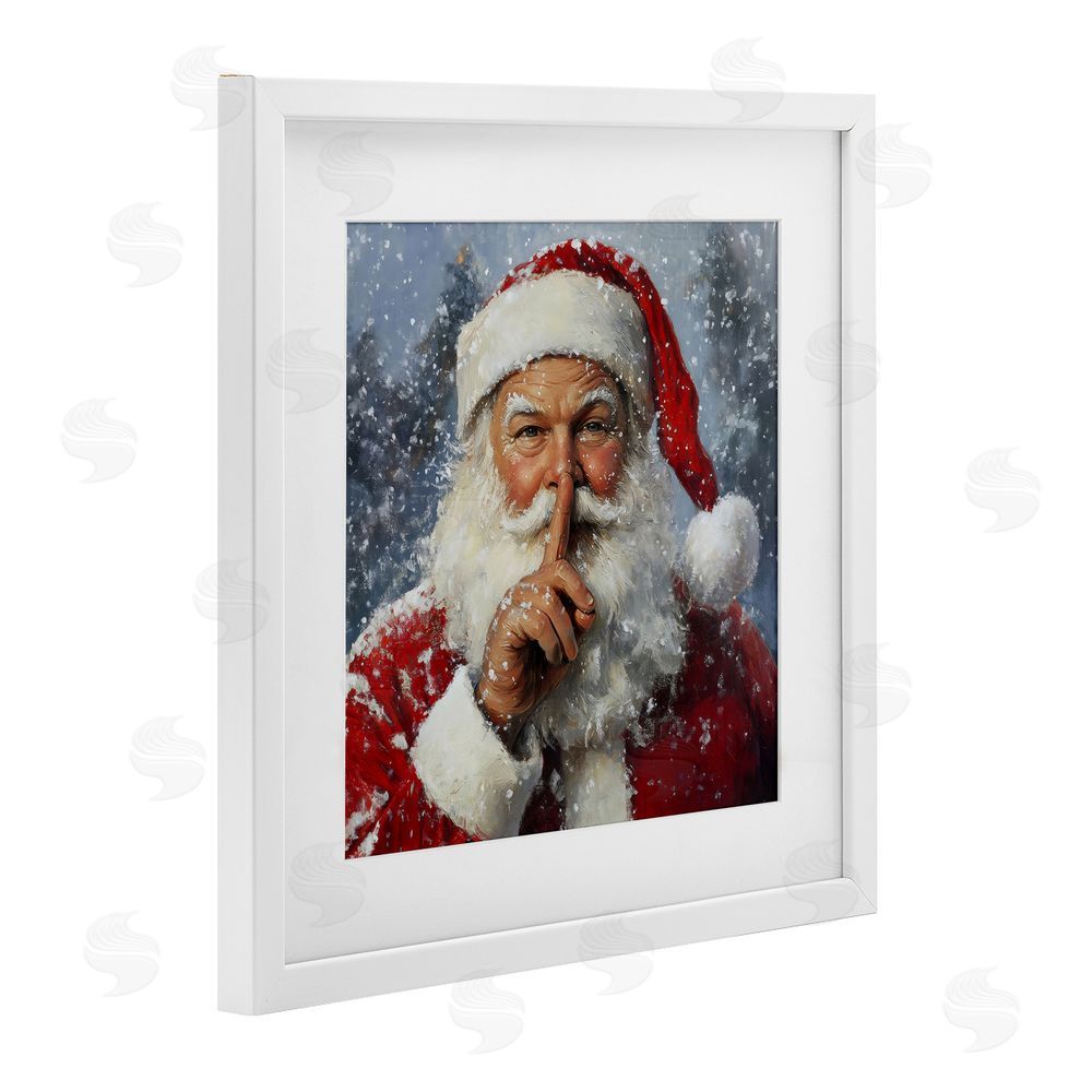 Petal Prints Design Secret Santa Shh White Framed Print Under Glass Wall Art