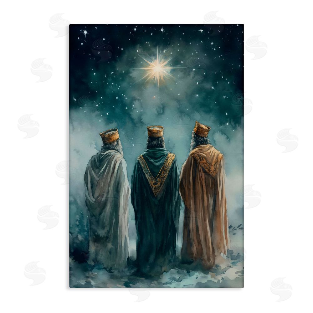 Petal Prints Design Three Wise Men & North Star Stretched Canvas Wall Art Print