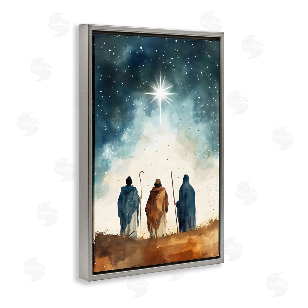 Petal Prints Design Guided Wisdom Shepherds Gray Floating Frame Canvas Wall Art Print