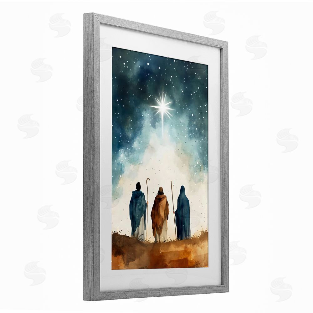 Petal Prints Design Guided Wisdom Shepherds Gray Framed Print Under Glass Wall Art