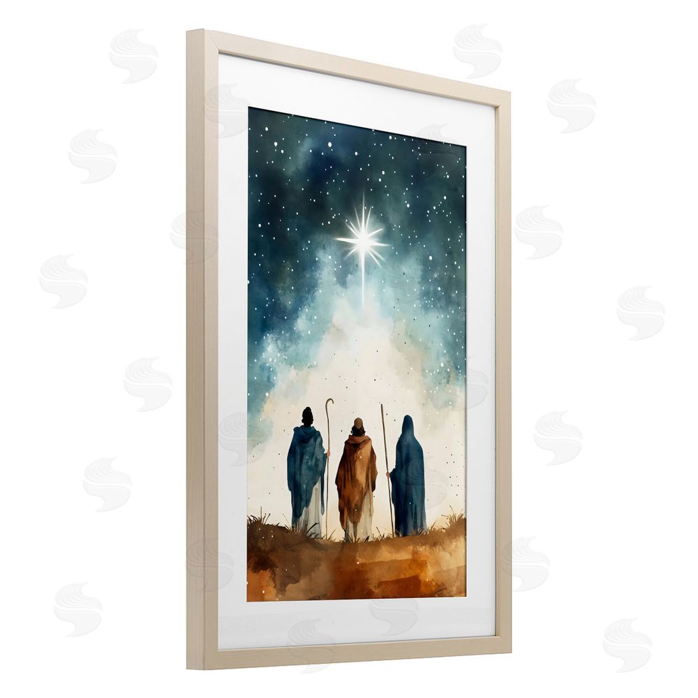 Petal Prints Design Guided Wisdom Shepherds Brown Framed Print Under Glass Wall Art