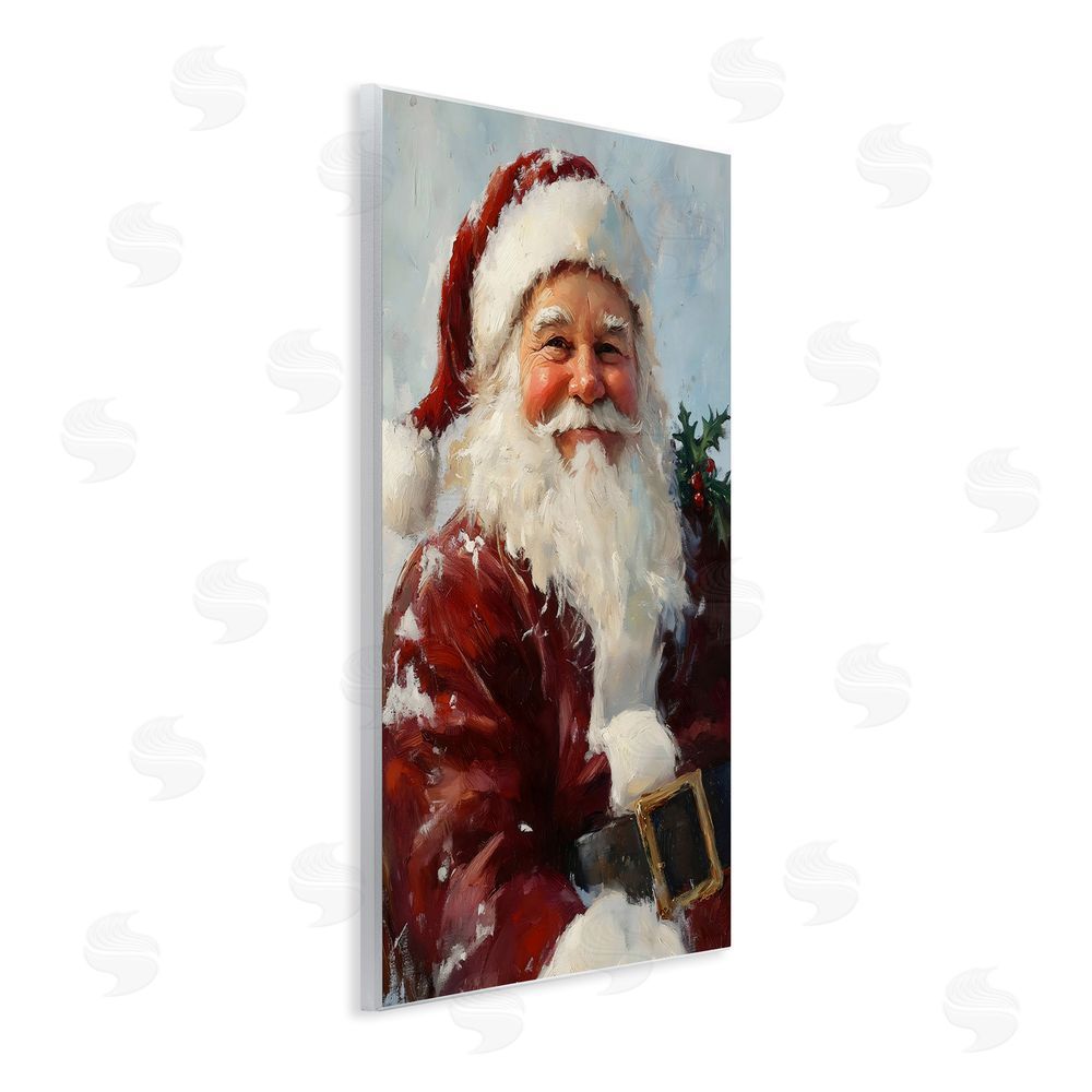 Petal Prints Design Rosy Cheeked Santa Smile Wooden Wall Plaque Art Print