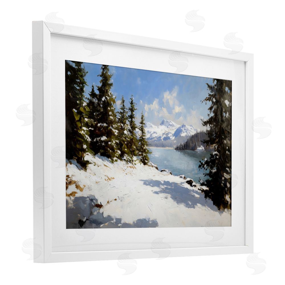 Petal Prints Design Way Up North Landscape White Framed Print Under Glass Wall Art