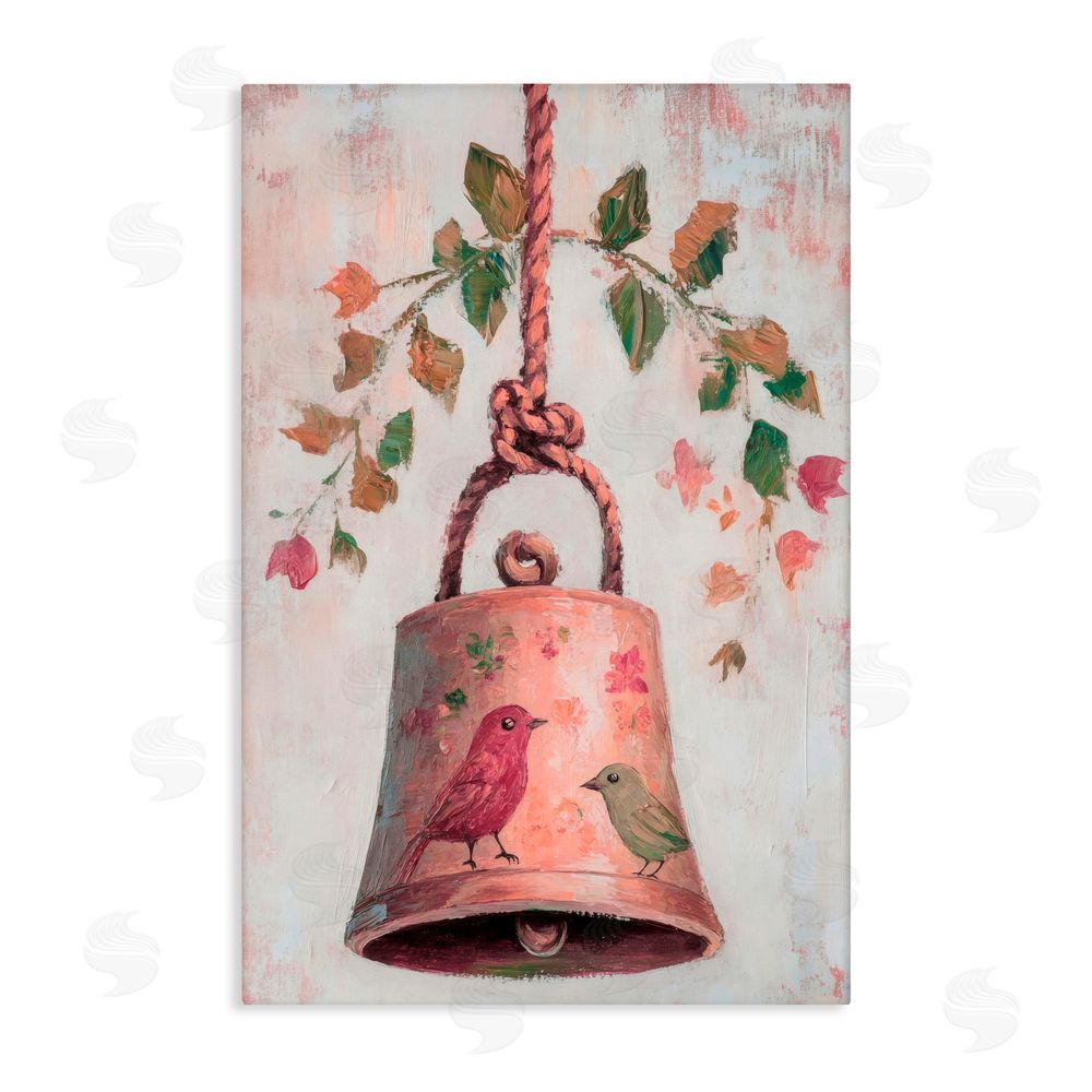 Petal Prints Design Vintage Christmas Bell Stretched Canvas Wall Art Print