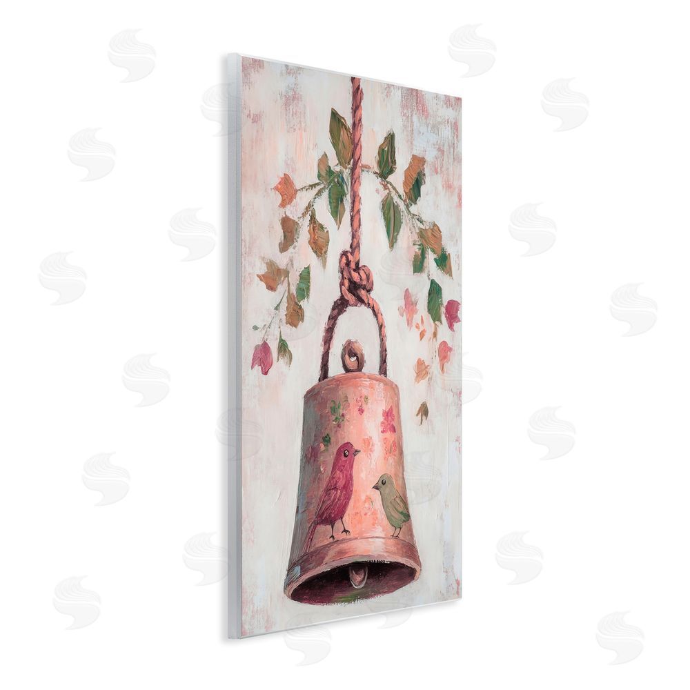 Petal Prints Design Vintage Christmas Bell Wooden Wall Plaque Art Print