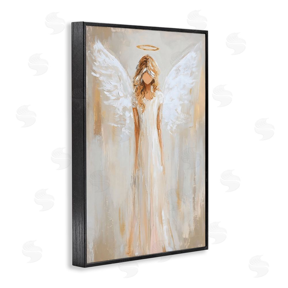 Petal Prints Design Divine White Robe Angel Black Framed Giclee Print Wall Art