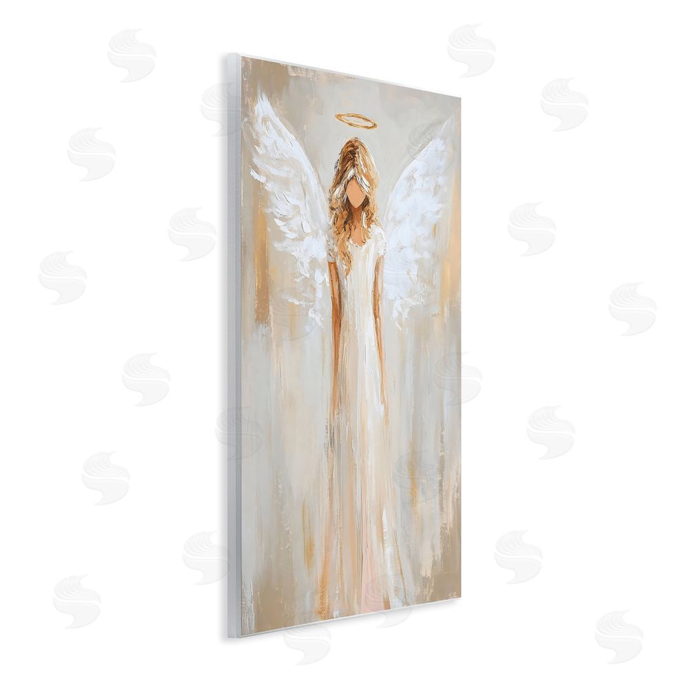 Petal Prints Design Divine White Robe Angel Wooden Wall Plaque Art Print