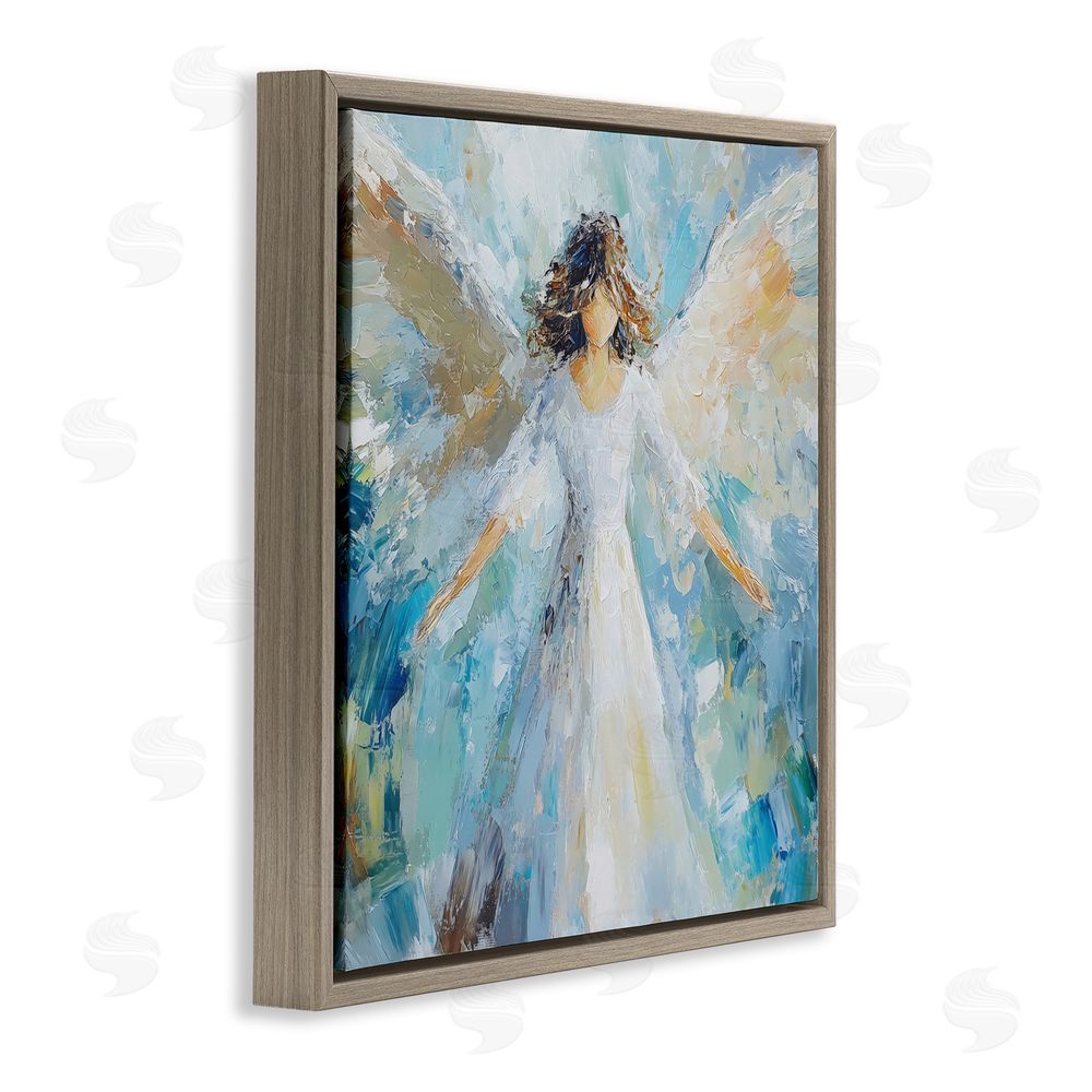Petal Prints Design Flying Glory Angel Brown Floating Frame Canvas Wall Art Print