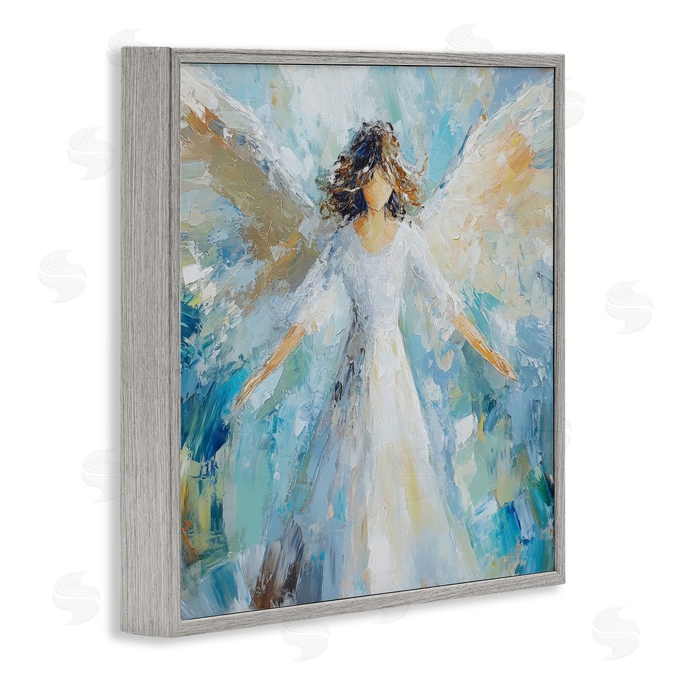 Petal Prints Design Flying Glory Angel Gray Framed Giclee Print Wall Art