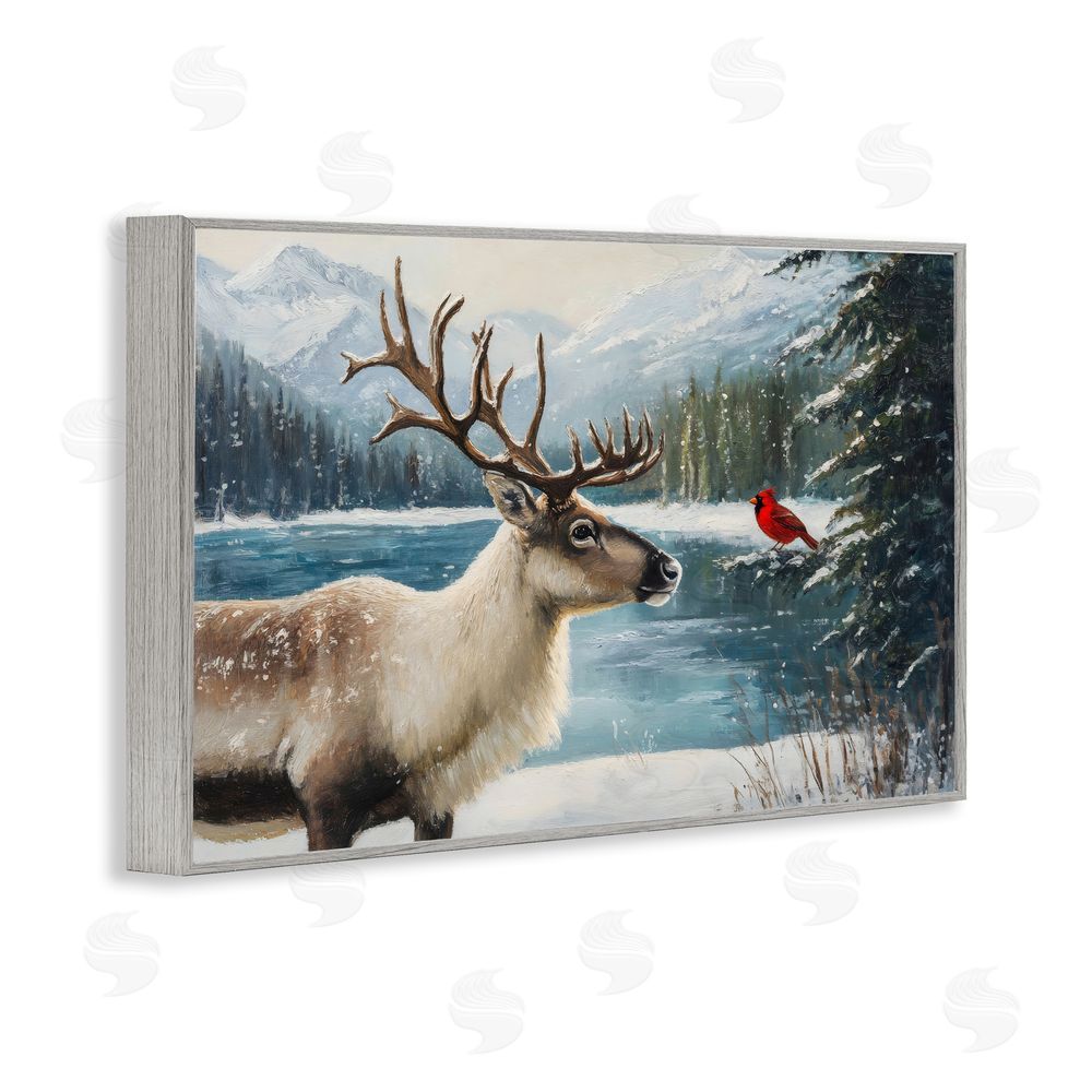 Petal Prints Design Christmas Conversation In Wild Gray Framed Giclee Print Wall Art