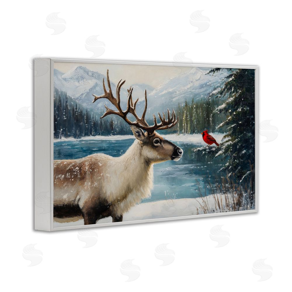 Petal Prints Design Christmas Conversation In Wild White Framed Giclee Print Wall Art