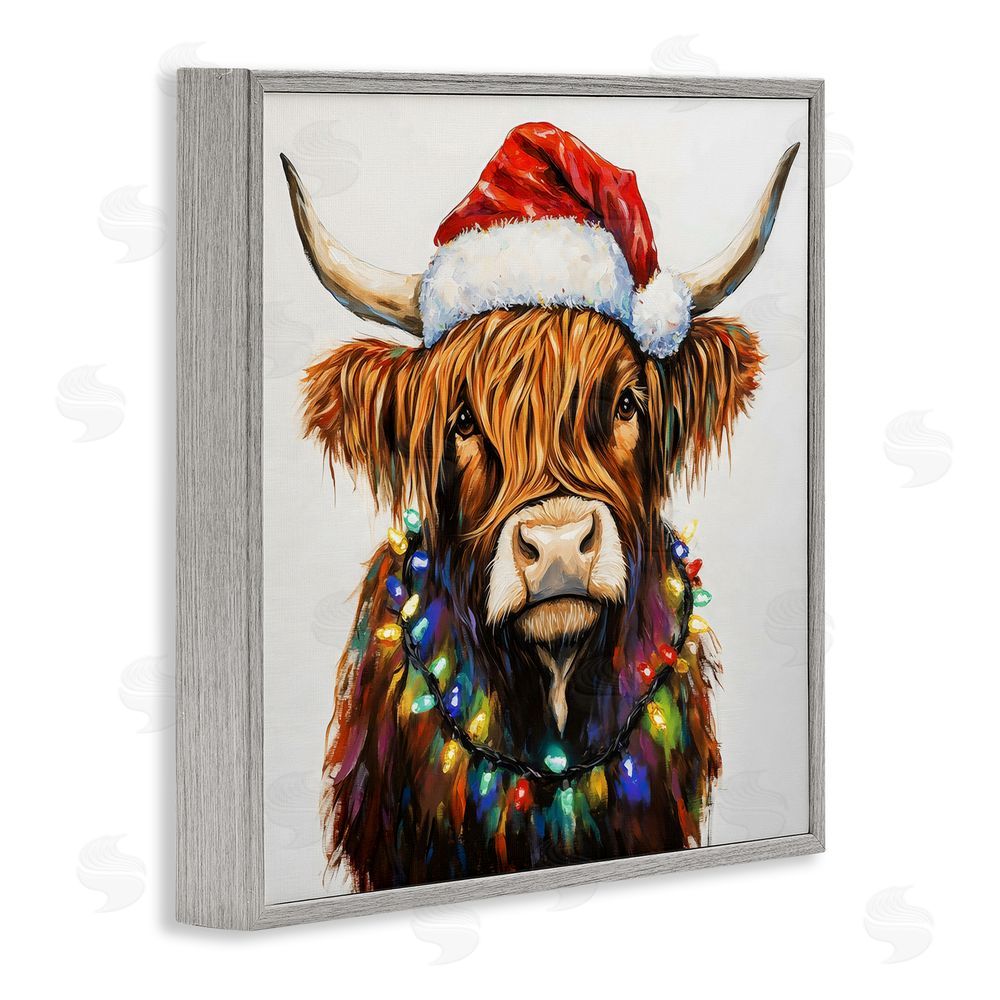 Petal Prints Design Holiday Lights Bedecked Highland Gray Framed Giclee Print Wall Art