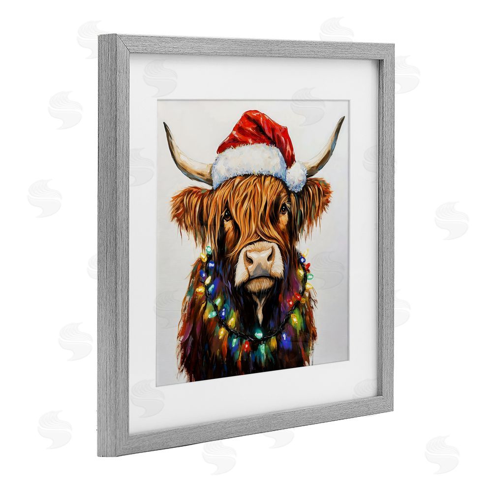 Petal Prints Design Holiday Lights Bedecked Highland Gray Framed Print Under Glass Wall Art