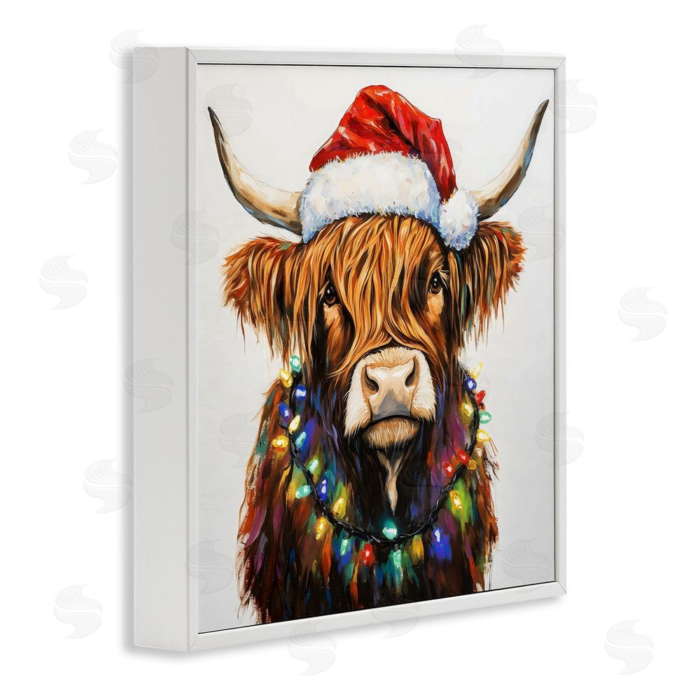 Petal Prints Design Holiday Lights Bedecked Highland White Framed Giclee Print Wall Art