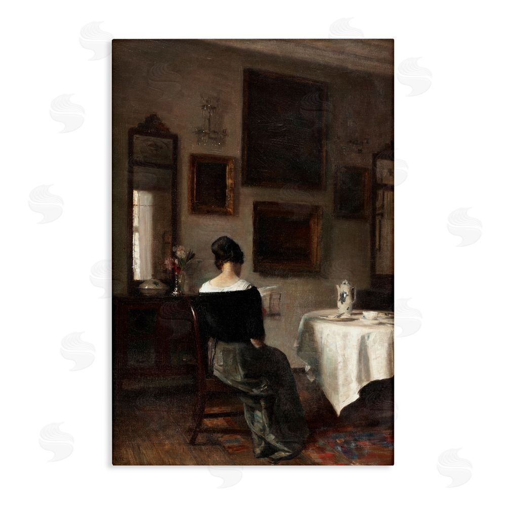 Vintage Hustle Afternoon's Daughter at Tea Time Stretched Canvas Wall Art Print