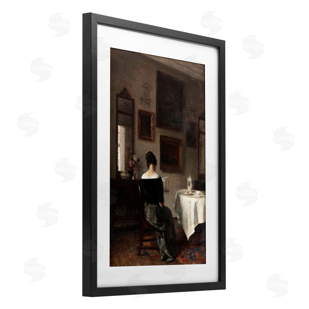 Vintage Hustle Afternoon's Daughter at Tea Time Black Framed Print Under Glass Wall Art