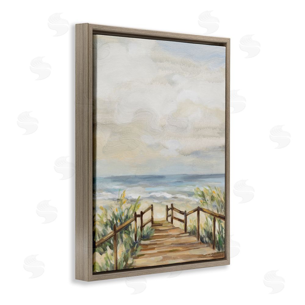 Silvia Vassileva A Moment At The Beach Brown Floating Frame Canvas Wall Art Print