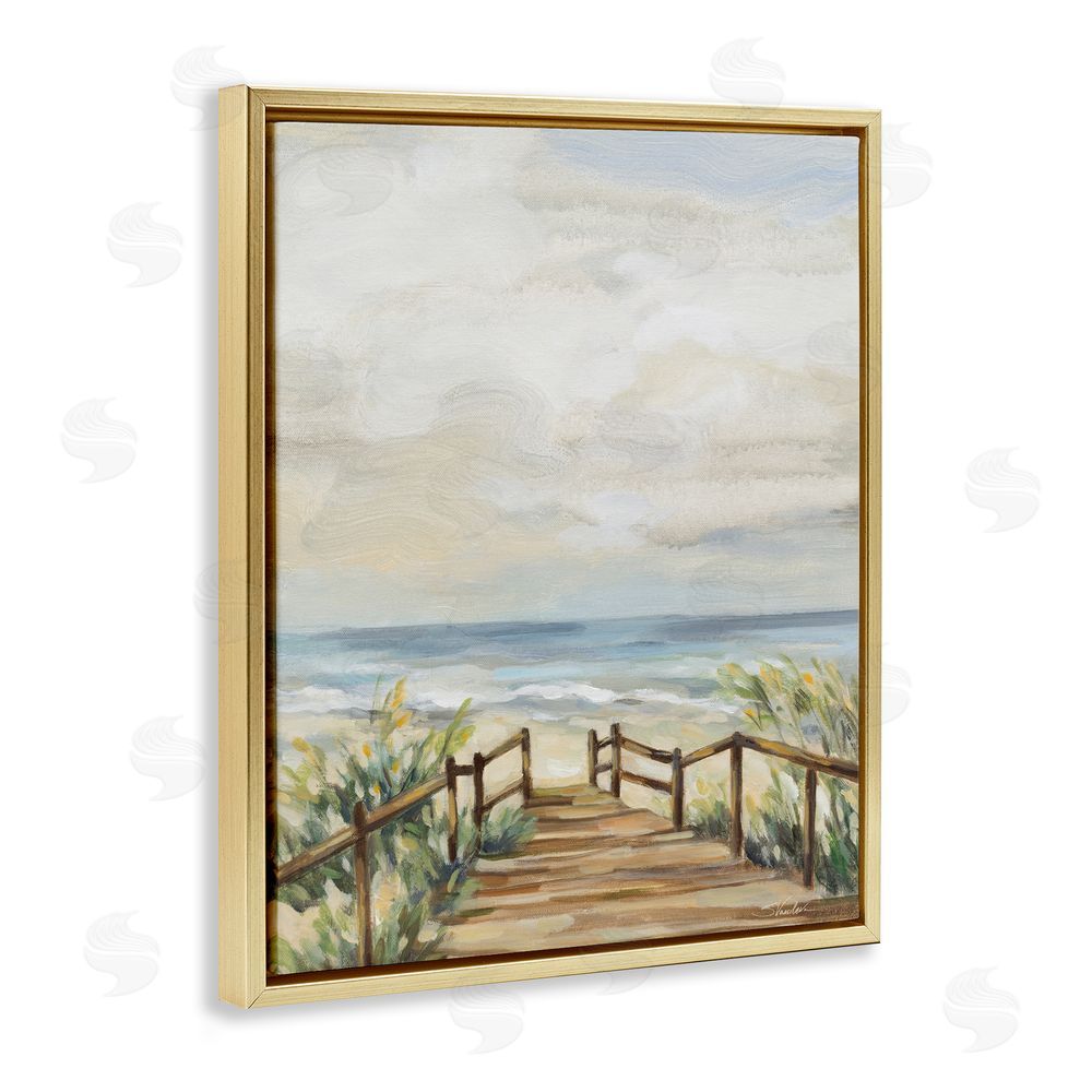 Silvia Vassileva A Moment At The Beach Gold Floating Frame Canvas Wall Art Print