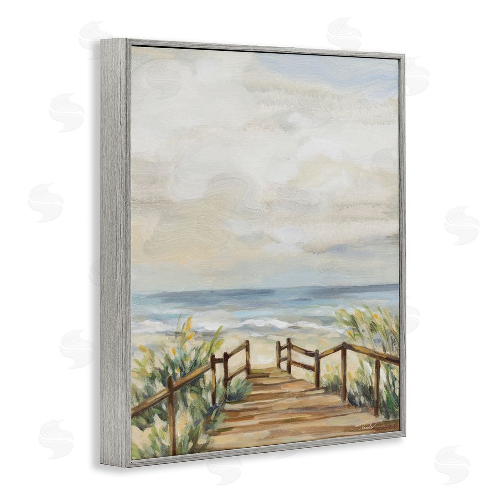 Silvia Vassileva A Moment At The Beach Gray Framed Giclee Wall Art Print