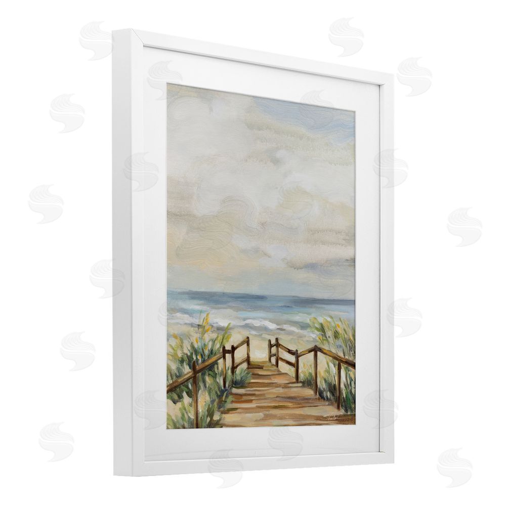 Silvia Vassileva A Moment At The Beach White Framed Print Under Glass Wall Art