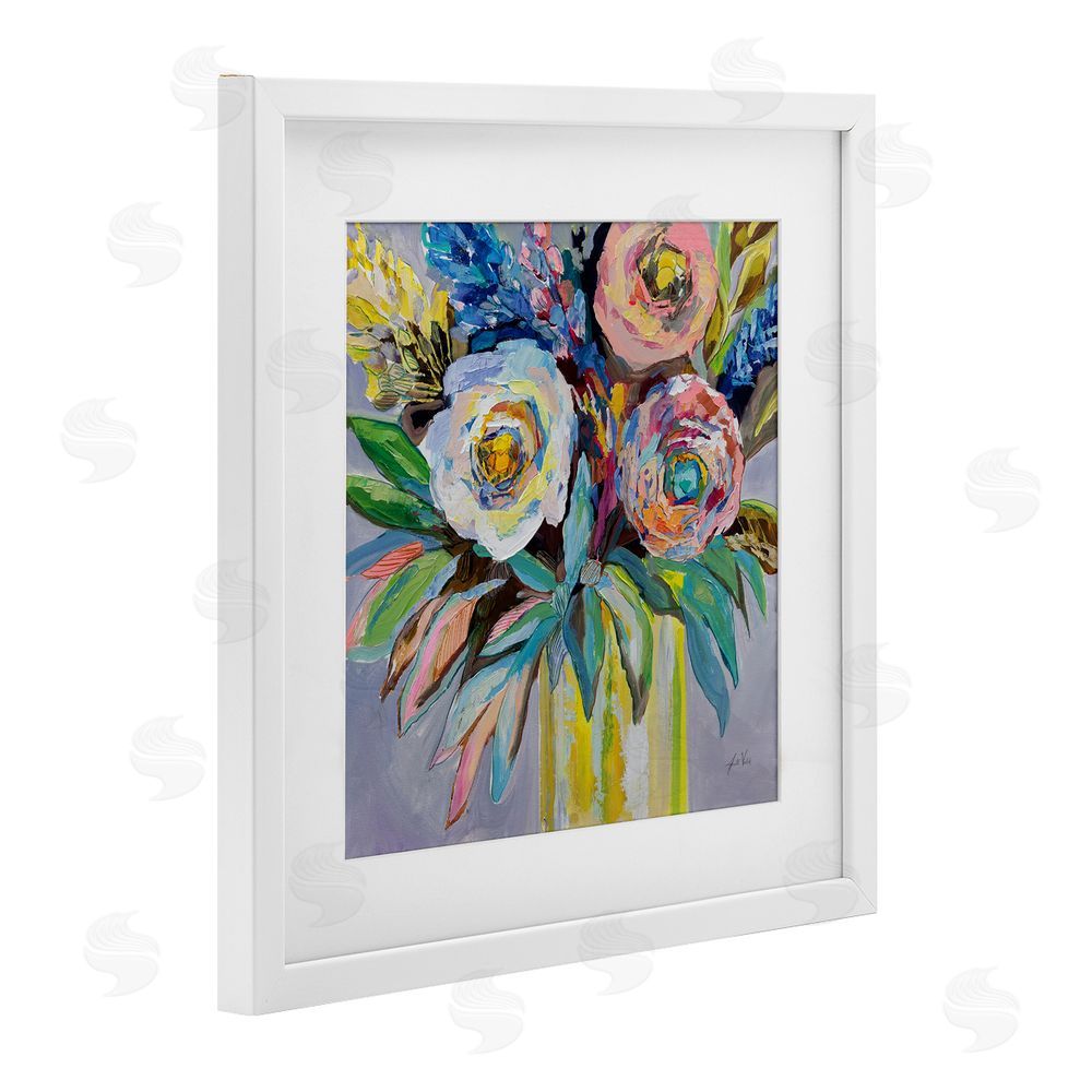 Jeanette Vertentes Brights & Pastels Flower Vase White Framed Print Under Glass Wall Art