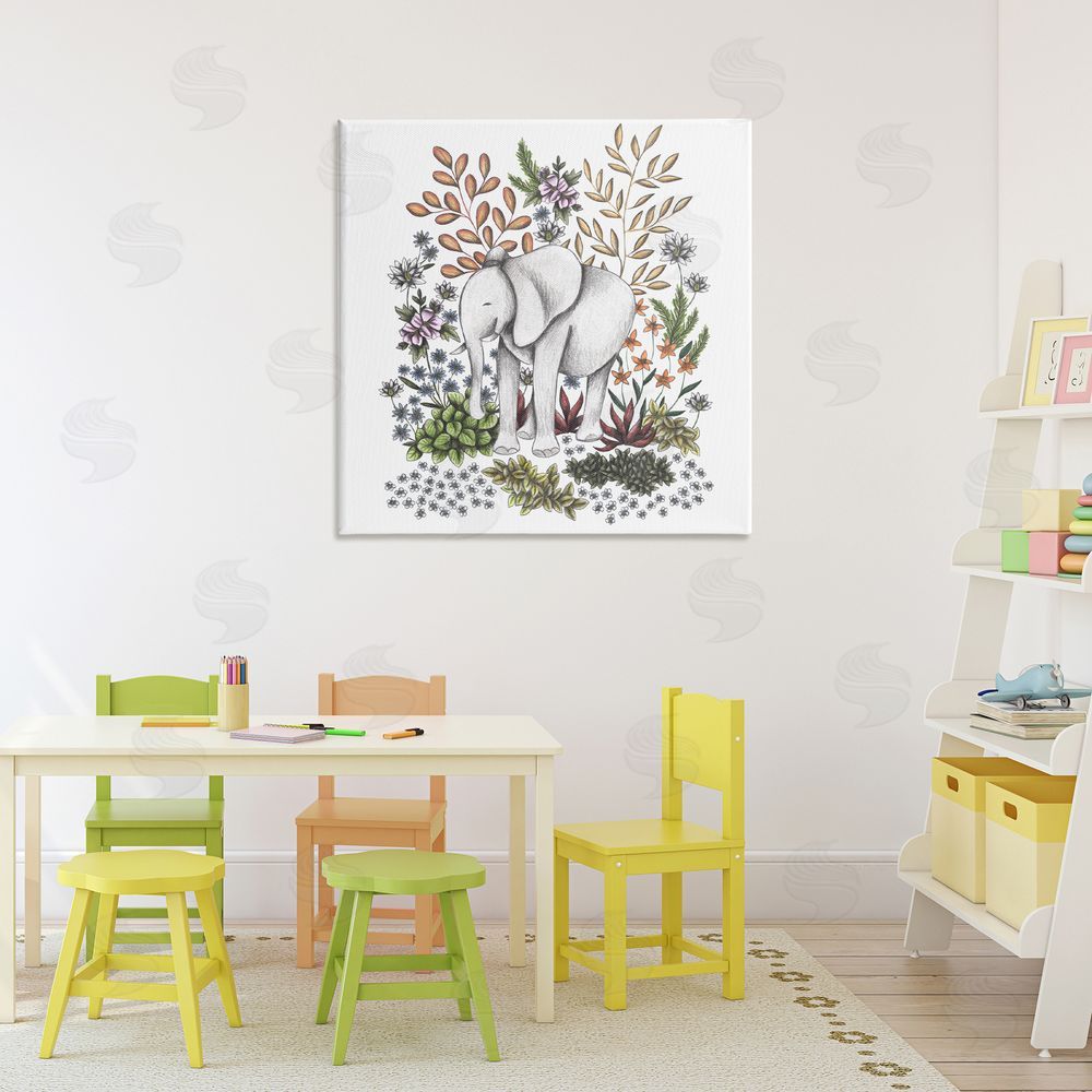 Cecilia Battaini Jungle Wildlife Elephant Stretched Canvas Wall Art Print in Room