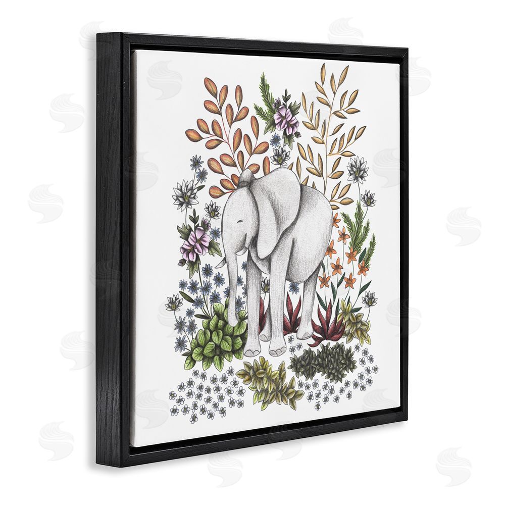 Cecilia Battaini Jungle Wildlife Elephant Black Floating Frame Canvas Wall Art Print