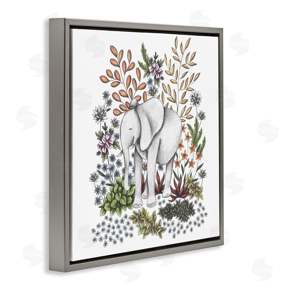 Cecilia Battaini Jungle Wildlife Elephant Gray Floating Frame Canvas Wall Art Print