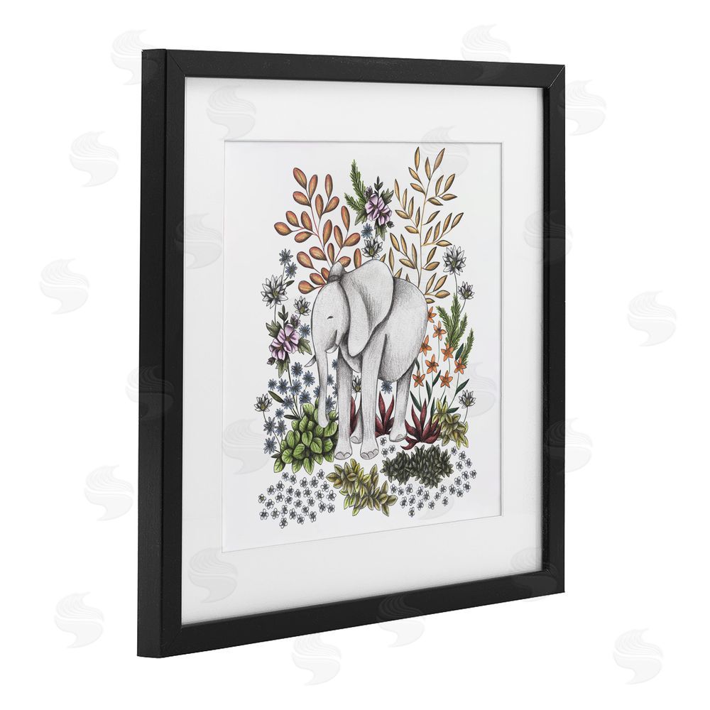 Cecilia Battaini Jungle Wildlife Elephant Black Framed Print Under Glass Wall Art