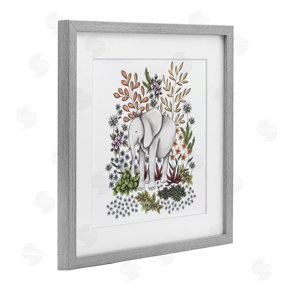 Cecilia Battaini Jungle Wildlife Elephant Gray Framed Print Under Glass Wall Art