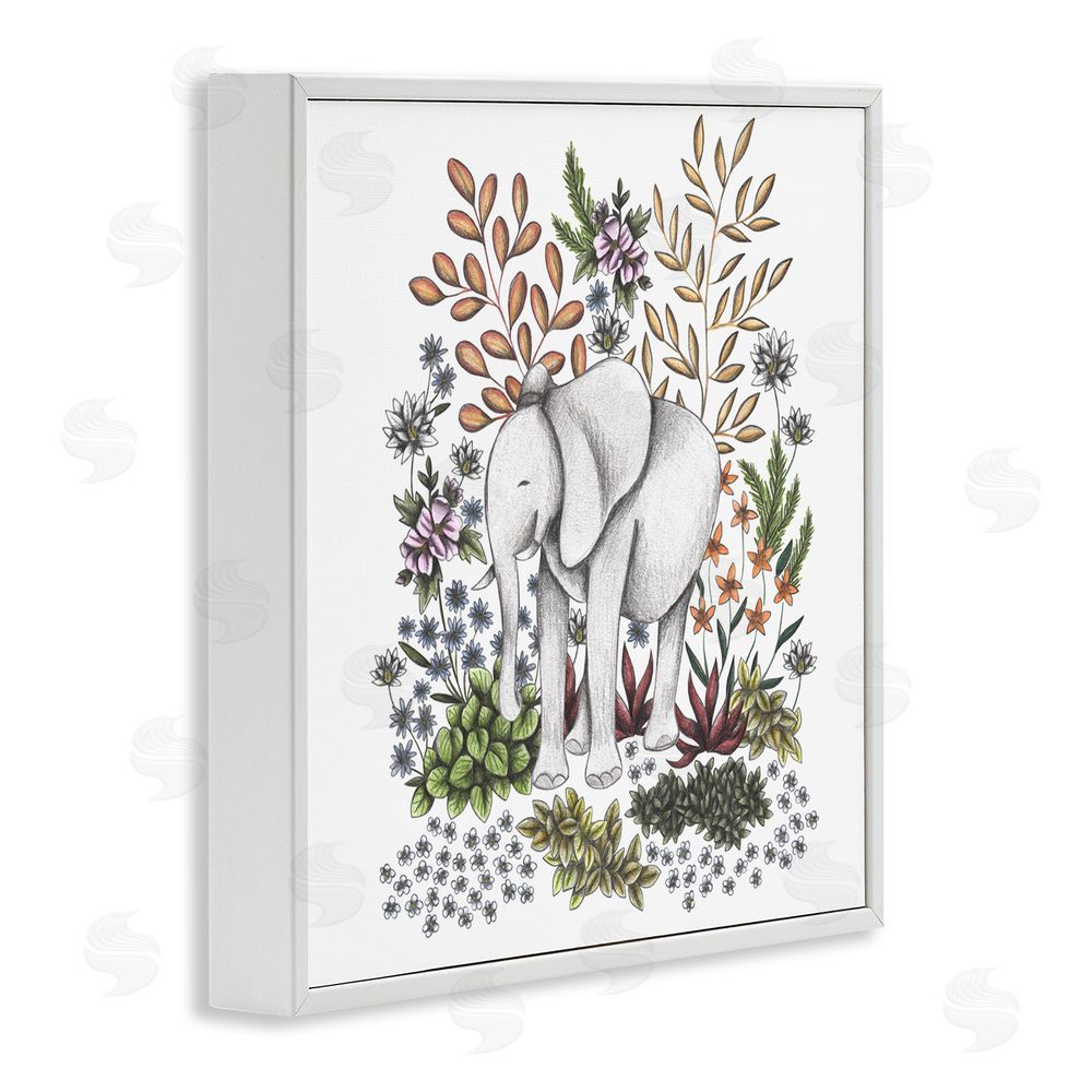 Cecilia Battaini Jungle Wildlife Elephant White Framed Giclee Print Wall Art