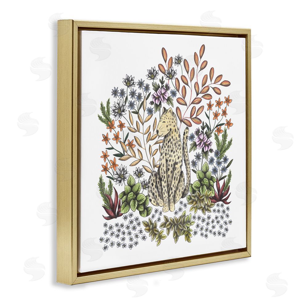 Cecilia Battaini Jungle Wildlife Leopard Gold Floating Frame Canvas Wall Art Print