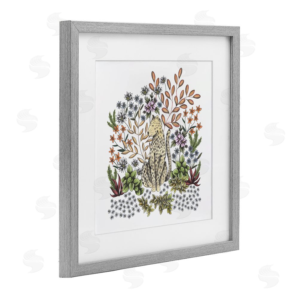 Cecilia Battaini Jungle Wildlife Leopard Gray Framed Print Under Glass Wall Art