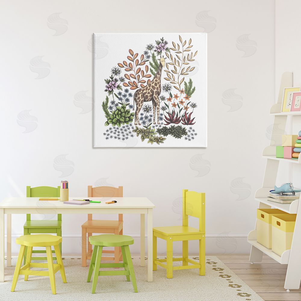 Cecilia Battaini Jungle Wildlife Giraffe Stretched Canvas Wall Art Print in Room