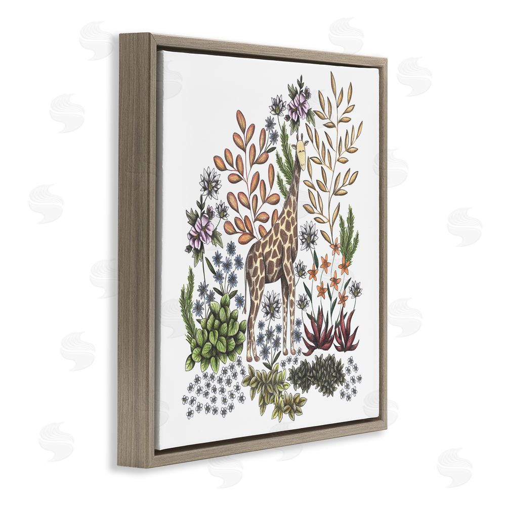 Cecilia Battaini Jungle Wildlife Giraffe Brown Floating Frame Canvas Wall Art Print