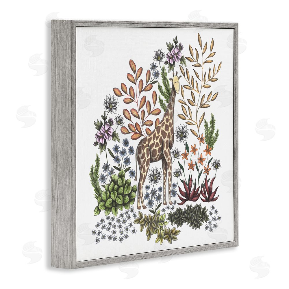 Cecilia Battaini Jungle Wildlife Giraffe Gray Framed Giclee Print Wall Art