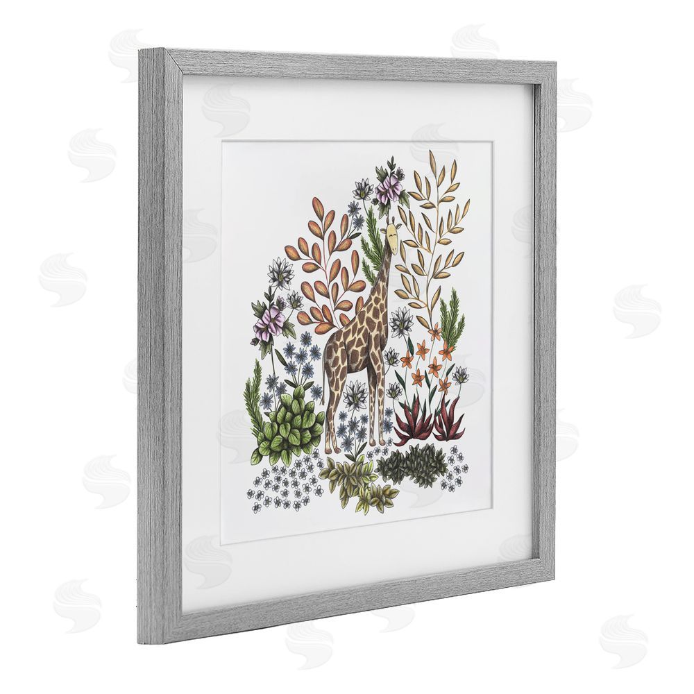 Cecilia Battaini Jungle Wildlife Giraffe Gray Framed Print Under Glass Wall Art