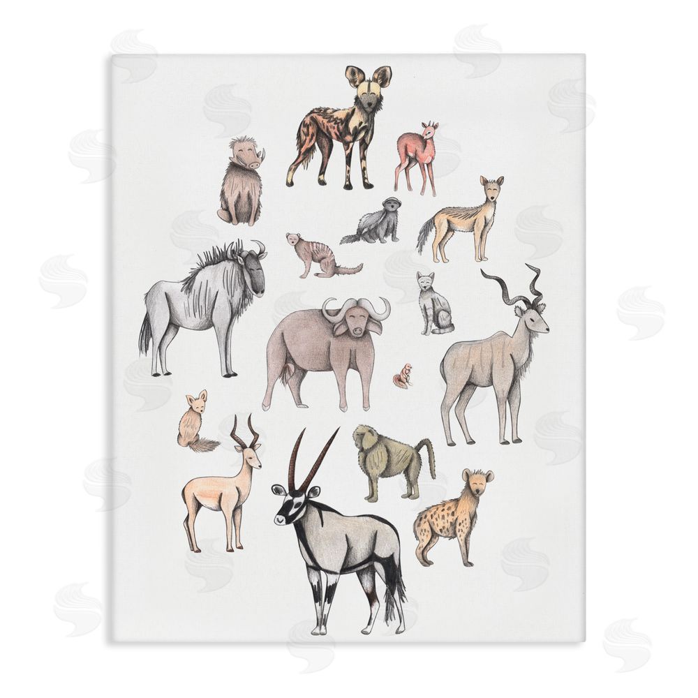Cecilia Battaini Simple Africa Animals Stretched Canvas Wall Art Print