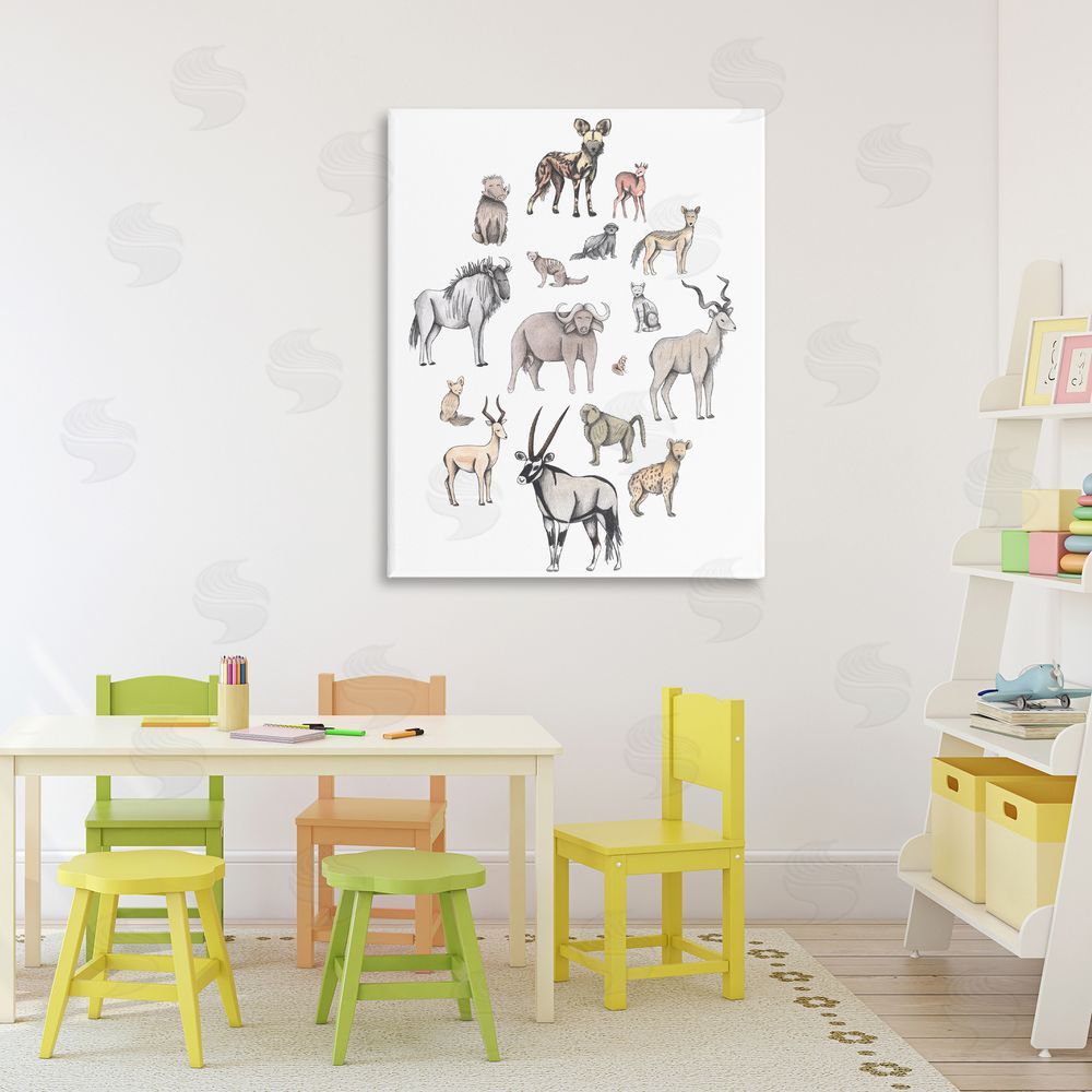 Cecilia Battaini Simple Africa Animals Stretched Canvas Wall Art Print in Room