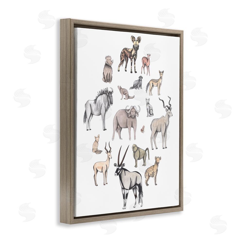 Cecilia Battaini Simple Africa Animals Brown Floating Frame Canvas Wall Art Print