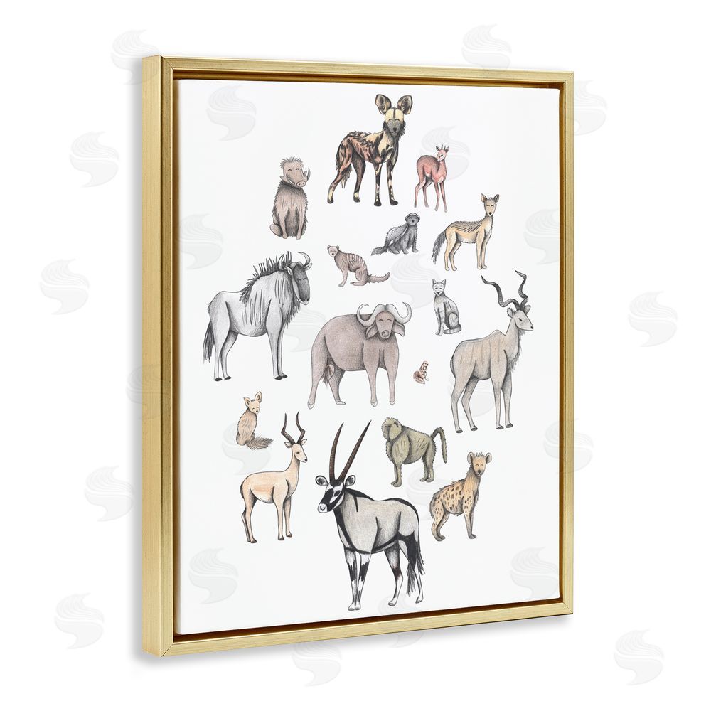 Cecilia Battaini Simple Africa Animals Gold Floating Frame Canvas Wall Art Print