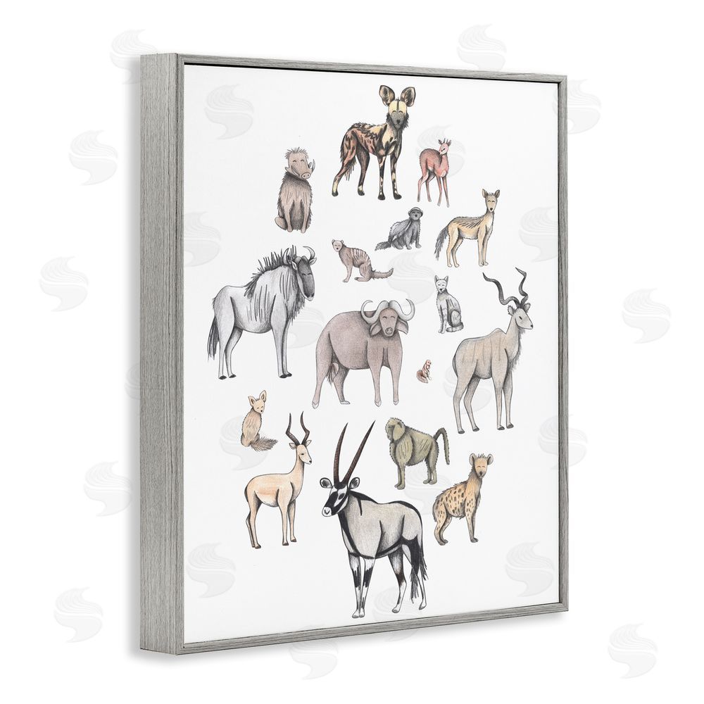 Cecilia Battaini Simple Africa Animals Gray Framed Giclee Print Wall Art