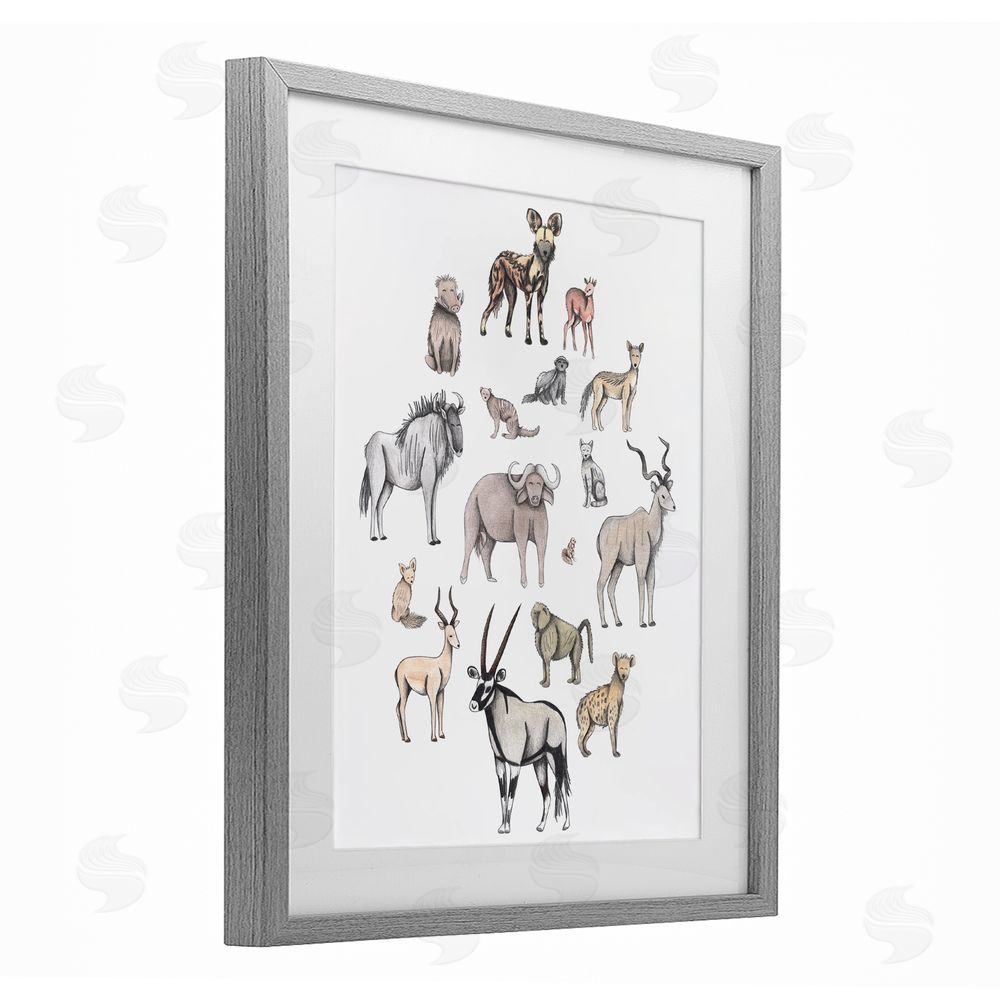 Cecilia Battaini Simple Africa Animals Gray Framed Print Under Glass Wall Art